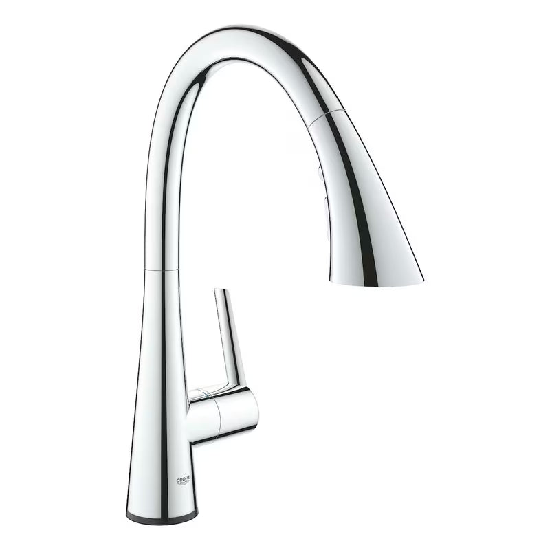 Kromirana tipna armatura za pomivalno korito Grohe Zedra Touch z visokim C-izlivom in izvlečno prho