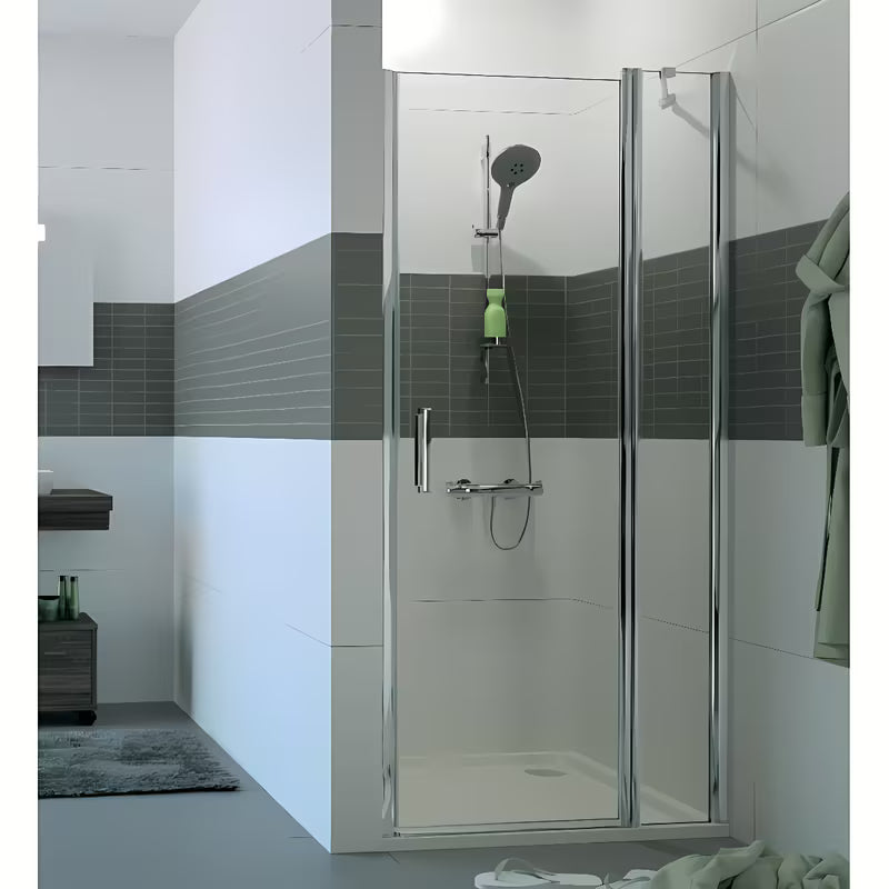 Hüppe Classics 2 tuš vrata za nišo 90 cm, prozorno steklo z obdelavo Anti-Plaque in profili v polsijaj izvedbi