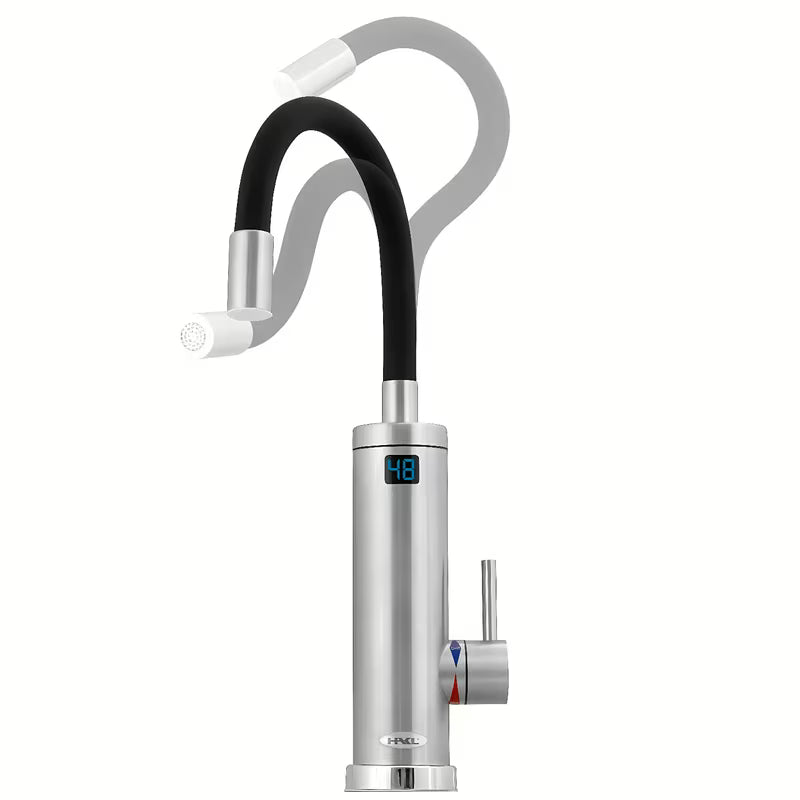 Električna armatura za pomivalno korito Hakl OB 500 iz nerjavečega jekla s fleksibilnim izlivom in prikazom temperature