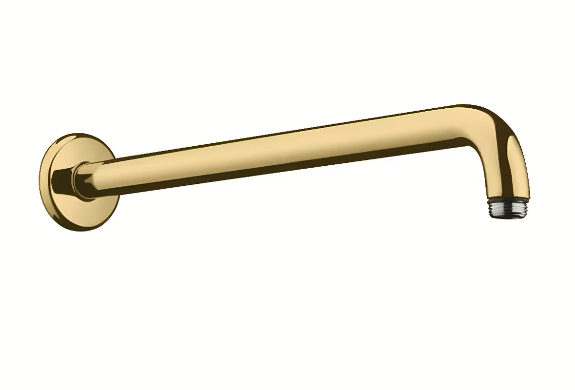 Držalo za Nadglavno Prho Hansgrohe za stensko montažo v izvedbi gold, dolžina 389 mm in kot 90°.