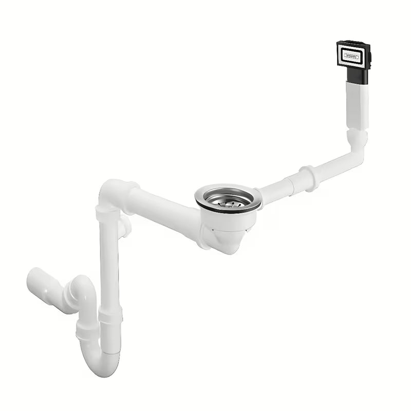 Hansgrohe D16-10 ročni sifon za kuhinjsko pomivalno korito v krom izvedbi s prelivom in kovinskim sitcem