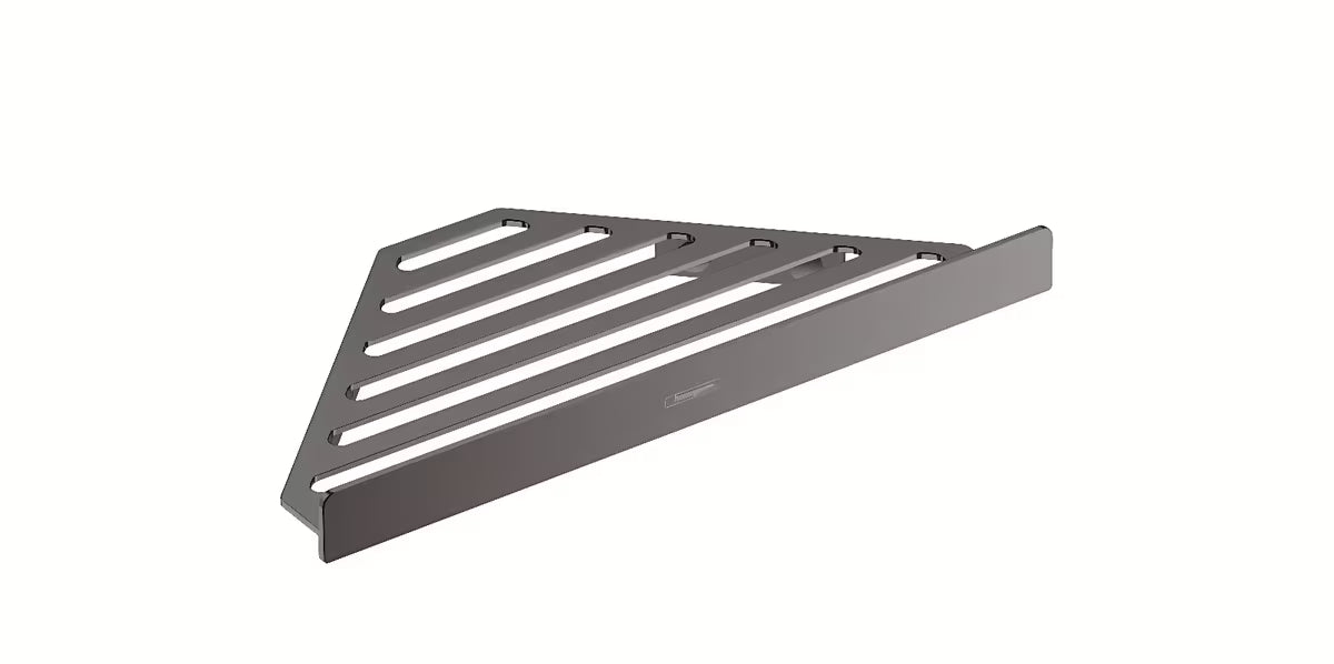 Kotna polica za tuši Hansgrohe addstoris v brušenem črnem kromu pro stenska montaža.