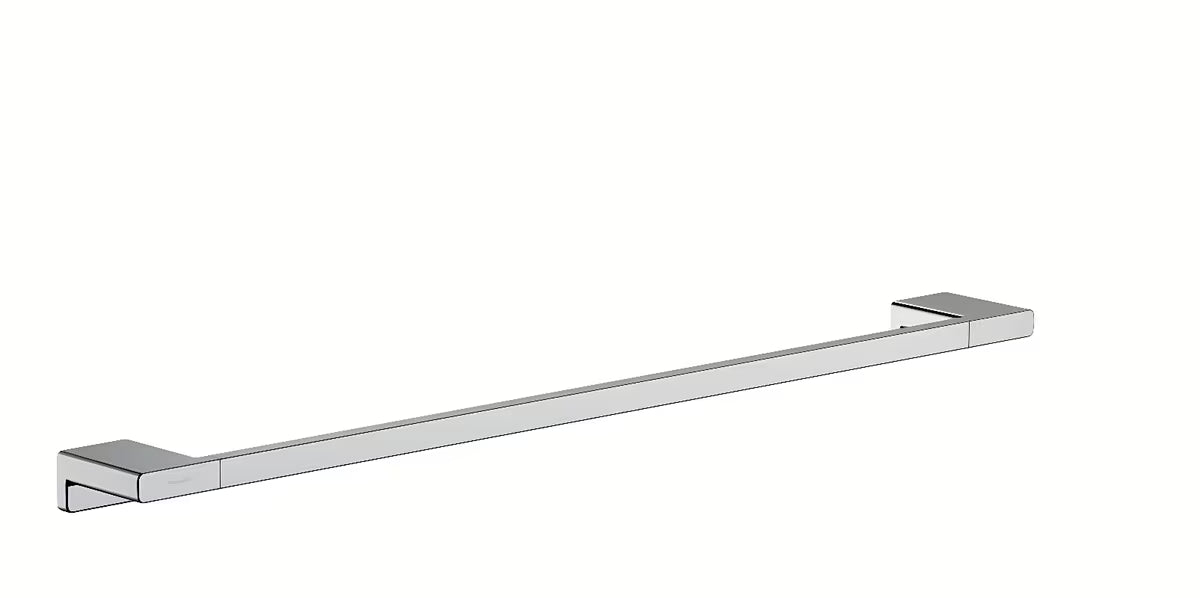 Kromiran stenski držalo za brisače Hansgrohe addstoris z minimalističnim dizajnom in skritim pritrjevanjem.