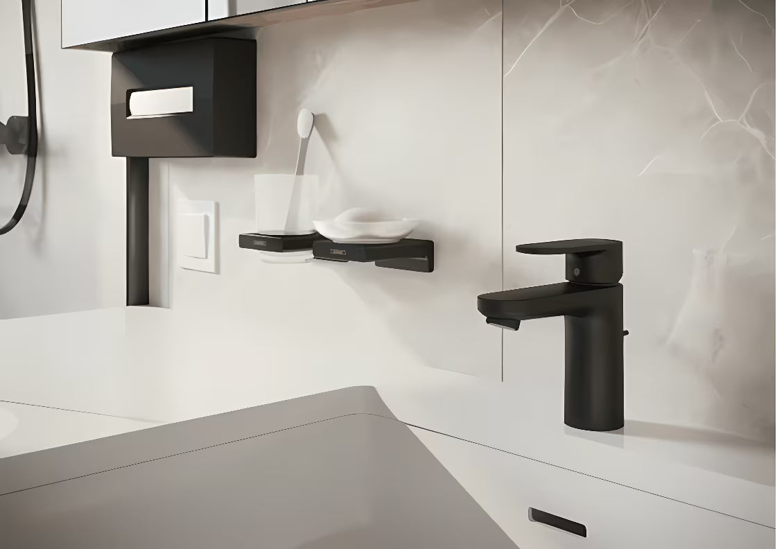 Hansgrohe addstoris dispenser za sanitarne vrečke v mat črni barvi pro za moderno kopalnico.