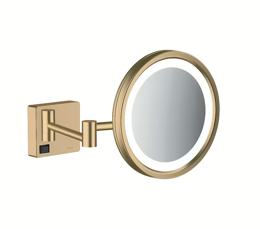 Hansgrohe addstoris zložljivo kozmetično ogledalo z LED osvetlitvijo v brušeni bronasti izvedbi za na steno.