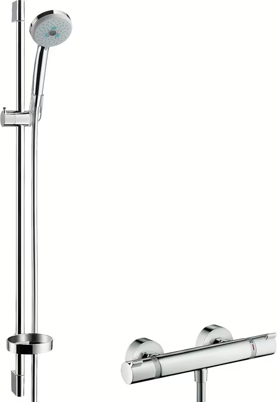 Hansgrohe Croma 100 termostatska armatura za tuš s tuš setom v krom izvedbi