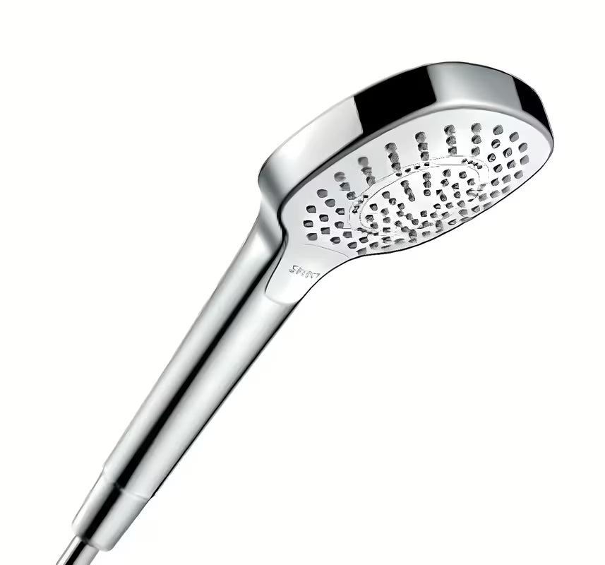 Ročna prha Hansgrohe Croma Select E belo-krom z gumbom Select in tremi curki