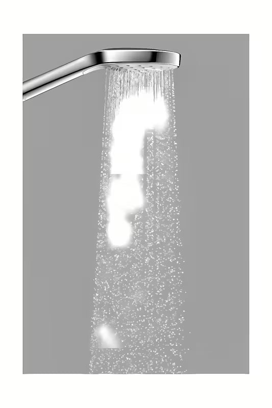 Ročna prha Hansgrohe Croma Select E v izvedbi bela/krom z gumbom Select s premerom 110 mm