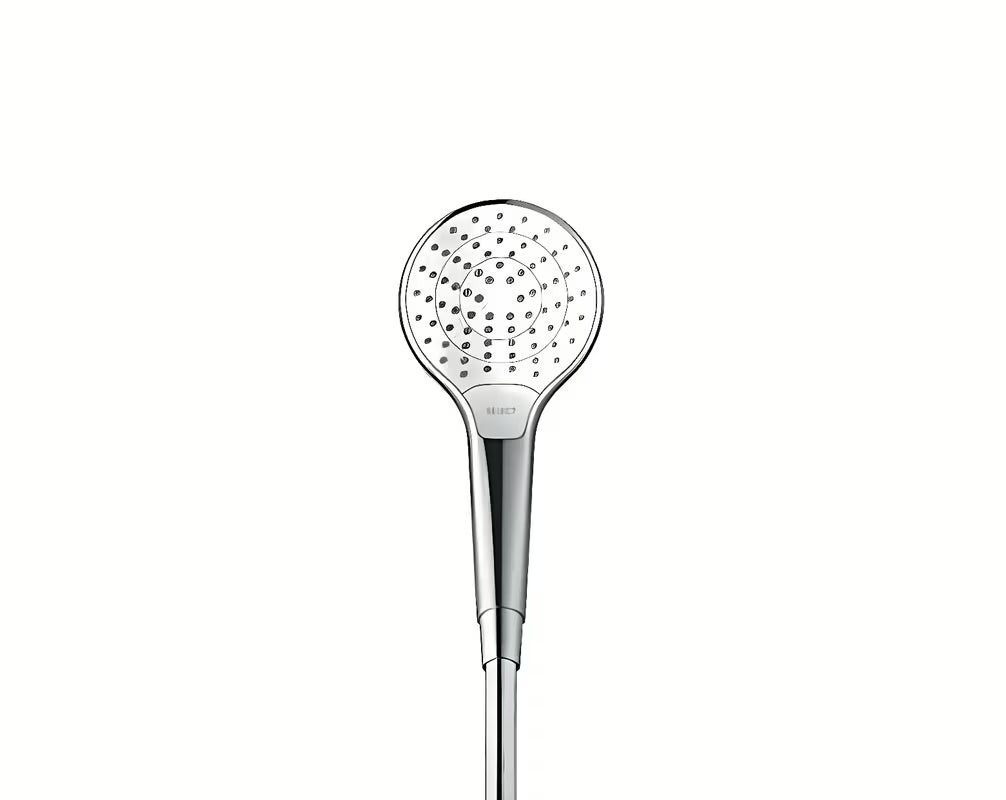 Tuš set Hansgrohe Croma Select S v beli/krom izvedbi z ročno prho 3jet, drsno palico Unica in cevjo 1,60 m.