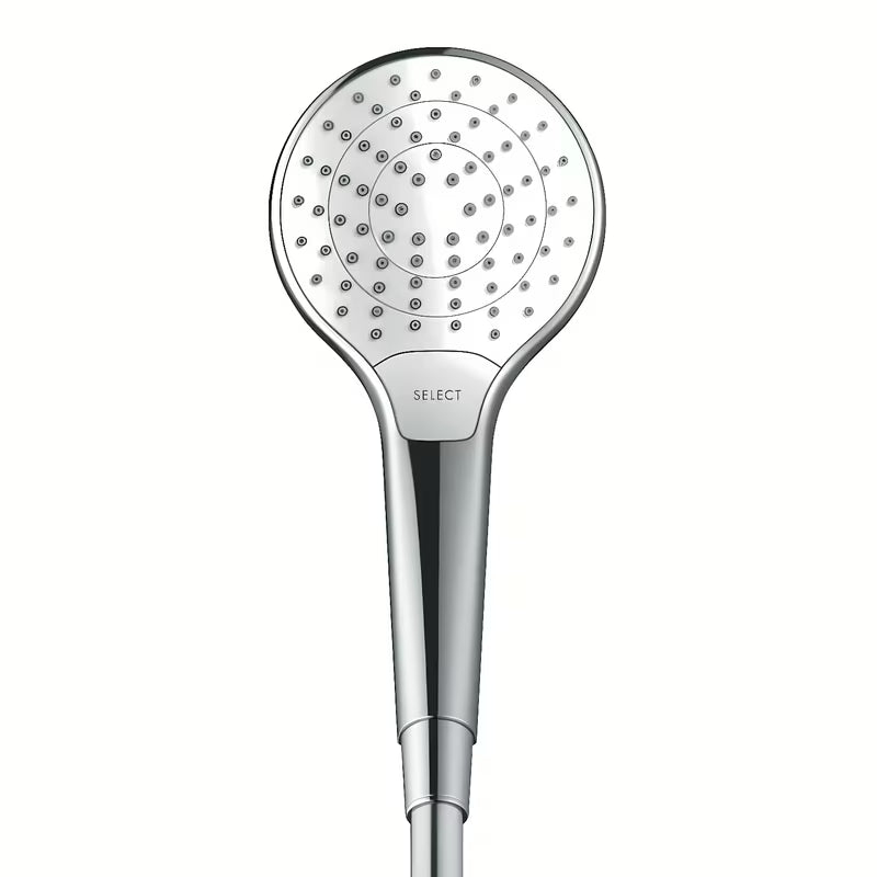 Ročna prha Hansgrohe Croma Select S v beli in krom barvi z gumbom Select in tremi curki
