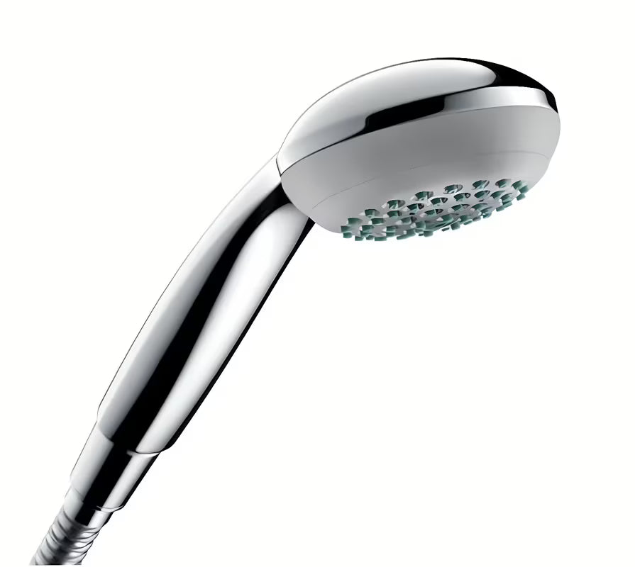 Ročna prha Hansgrohe Crometta 85 v krom izvedbi s premerom 85 mm in enim tipom curka
