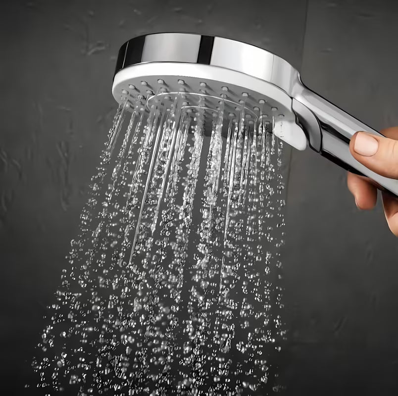 Hansgrohe Crometta E tušni sistem s termostatsko armaturo v kromu z nadglavno in ročno prho