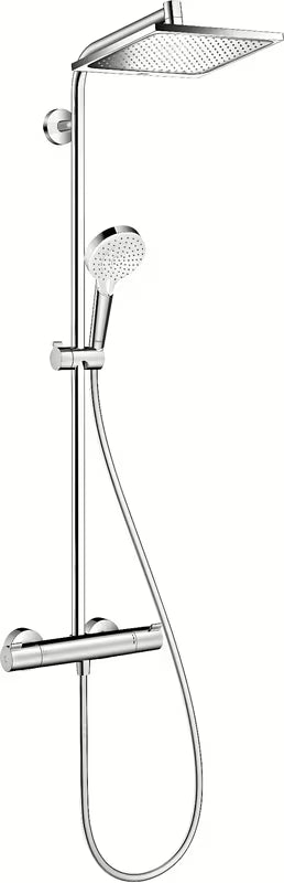 Hansgrohe Crometta E tušni sistem s termostatsko armaturo v krom izvedbi z nadglavno prho 240 mm in ročno prho