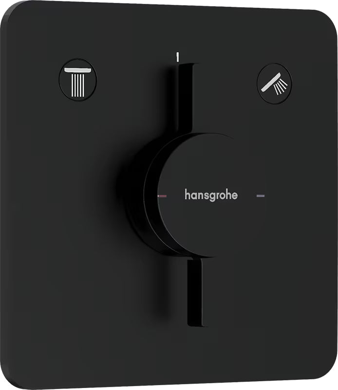 Podometna armatura za tuš hansgrohe duoturn Q v mat črni izvedbi pro za upravljanje dveh porabnikov.