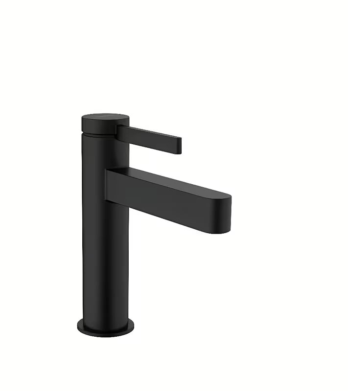Hansgrohe Finoris enoročna armatura za umivalnik v mat črni izvedbi z odtokom in z dvižnim drogom
