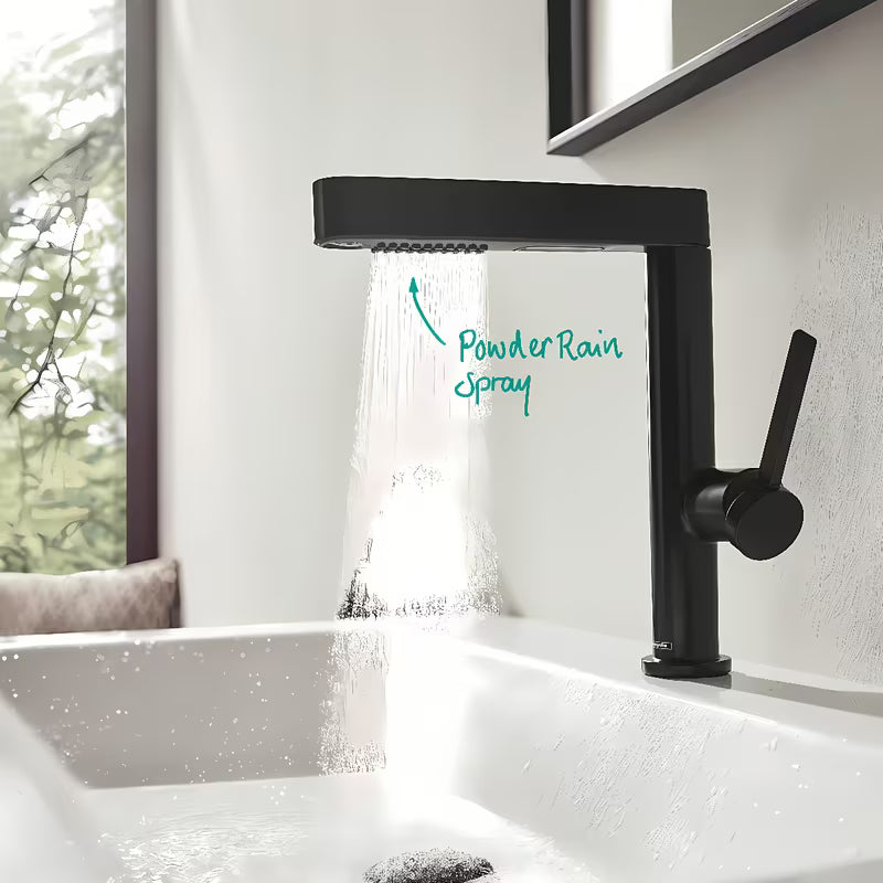 Hansgrohe Finoris armatura za umivalnik v črni mat izvedbi z izvlečno prho