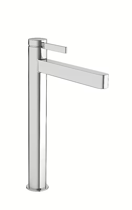 Visoka umivalniška enoročna armatura Hansgrohe Finoris v kromu z odtočnim ventilom push-open.