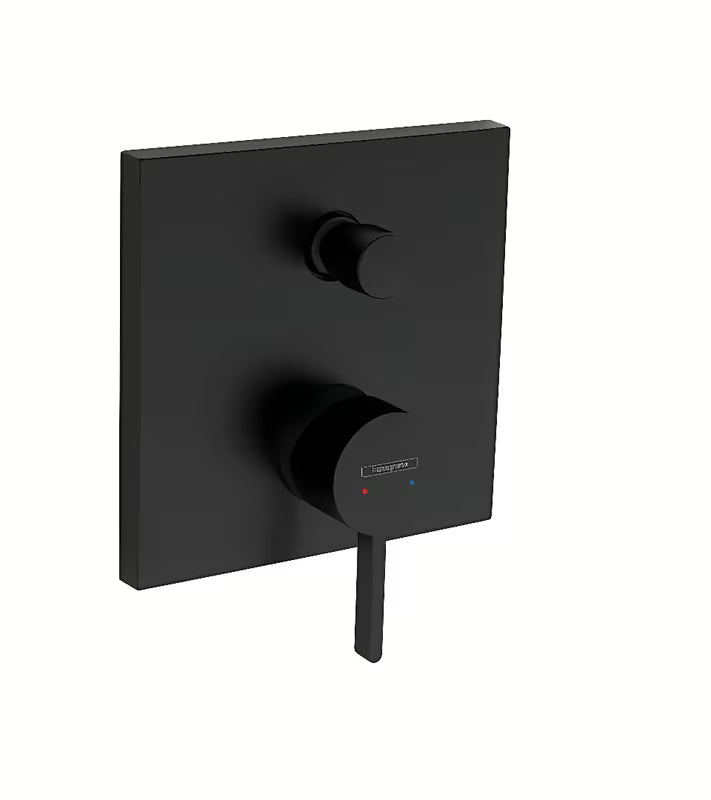 Podometna enoročna tuš i armatura za kad hansgrohe Finoris u crnoj mat izvedbi.