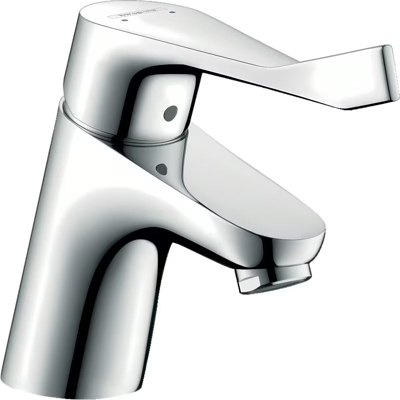 Kromirana enoročna armatura za umivalnik Hansgrohe Focus z odtokom z laminarnim tokom