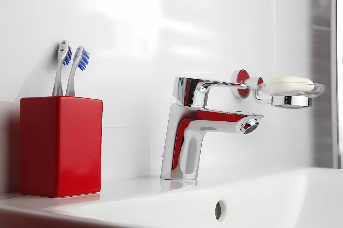 Kromiran enoročna stoječa armatura za umivalnik Hansgrohe HG248 z odtokom