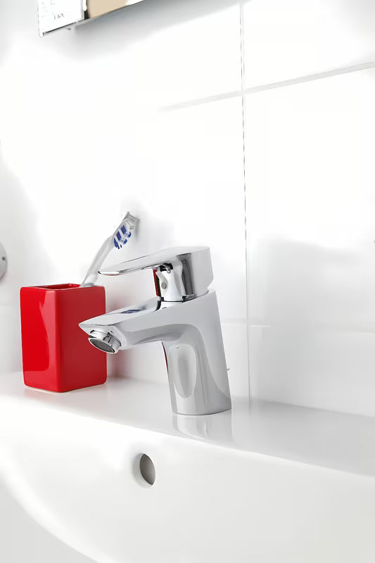 Kromiran enoročna stoječa armatura za umivalnik Hansgrohe HG248 z odtokom