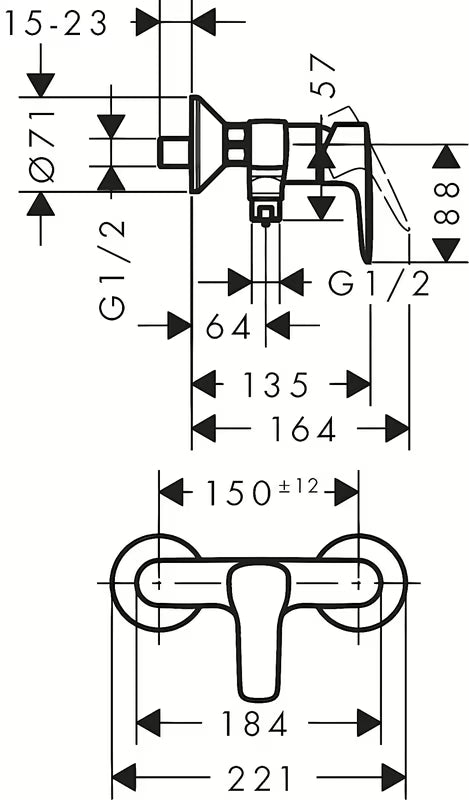 Stenska enoročna armatura za tuš Hansgrohe HG248 u krom izvedbi