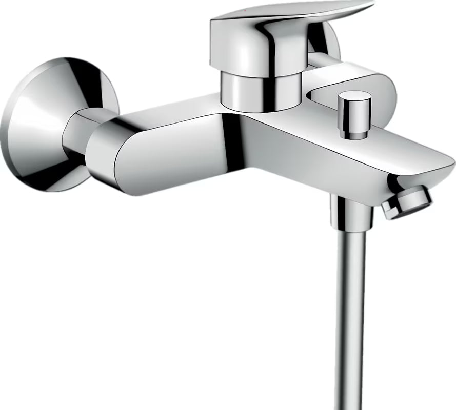 Kromirana stenska armatura za kad hansgrohe Logis z ročnim upravljanjem in preklopom kad/prha