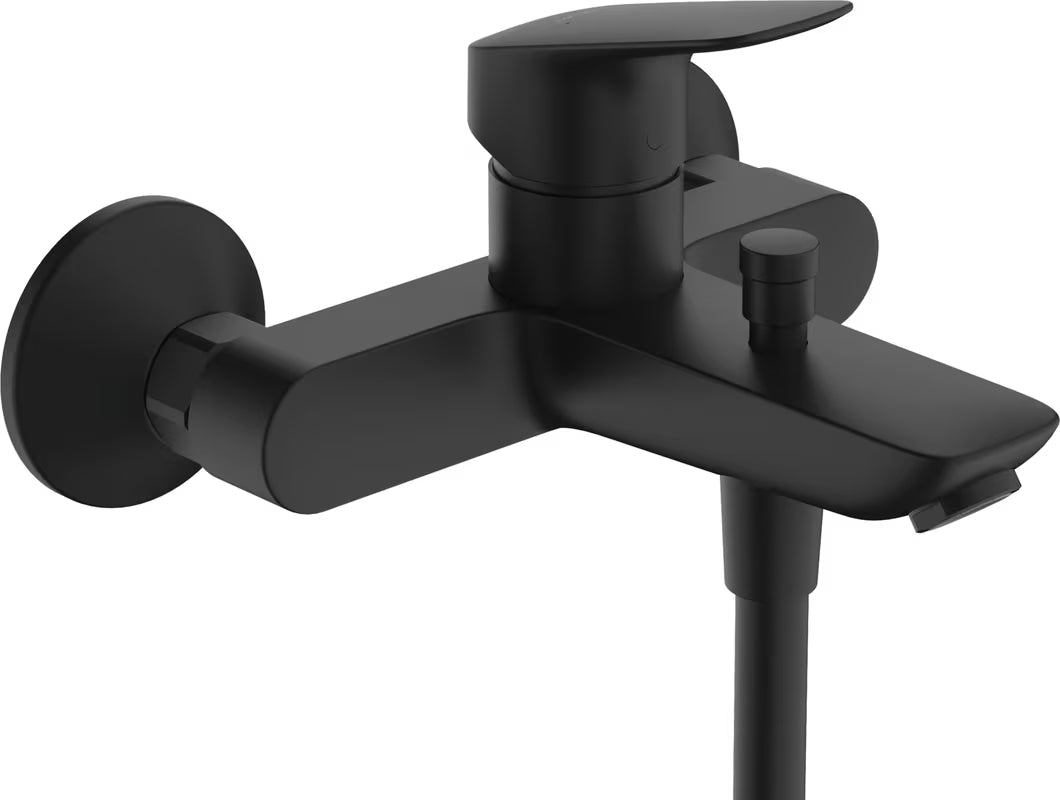 Stenska enoročna armatura za kad Hansgrohe Logis v mat črni barvi