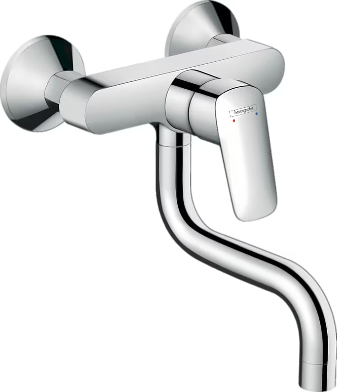 Hansgrohe Logis M31 stenska enoročna armatura za pomivalno korito v kromu z vrtljivim izlivom