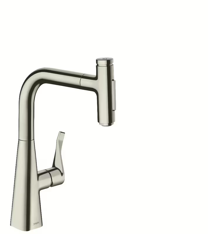 Hansgrohe Metris armatura za pomivalno korito z izvlečno prho v videzu nerjavnega jekla