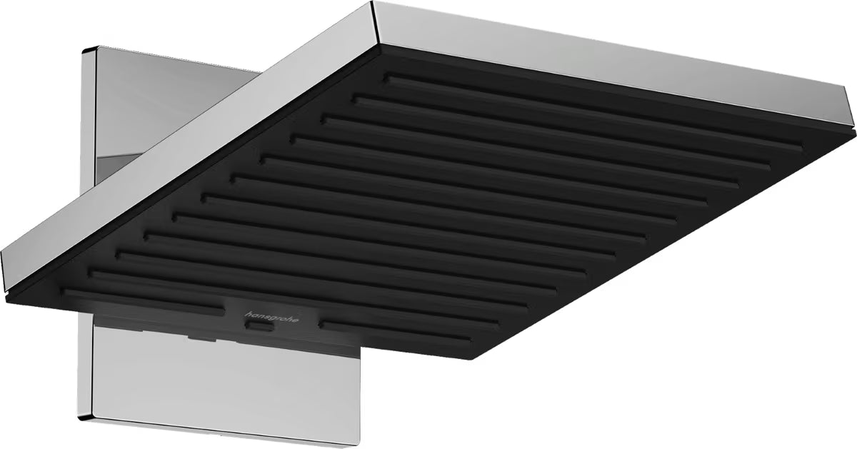 Kromirana nadglavna prha Hansgrohe Pulsify E 260 z dvema curkoma PowderRain in Intense PowderRain.