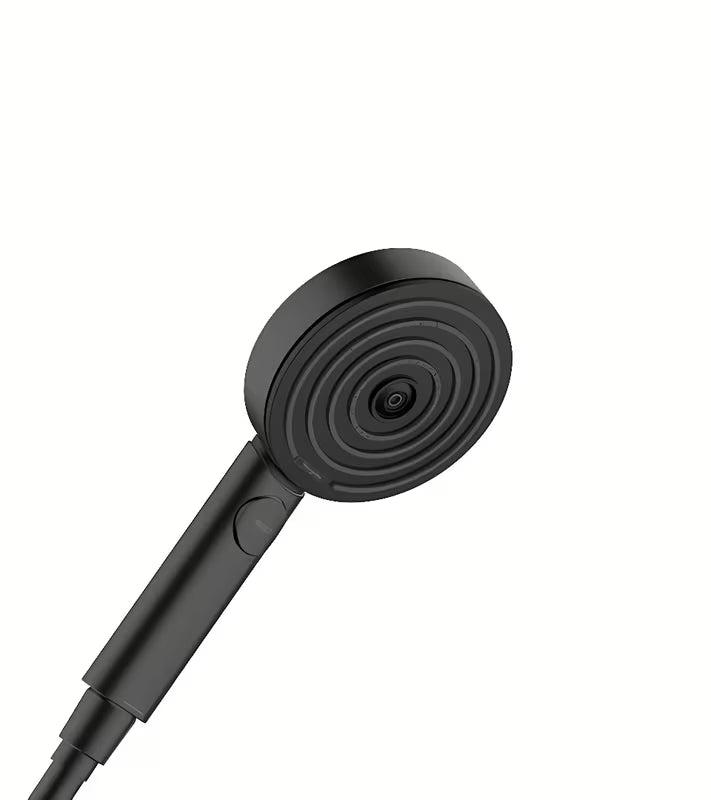Hansgrohe Pulsify Select 105 ročna prha v mat črni barvi s preklopom Select in curkom PowderRain