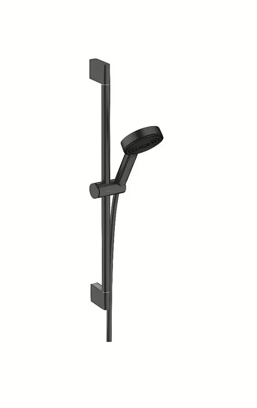 Hansgrohe Pulsify Select tuš set v mat črni barvi z ročno prho in pršno letvijo