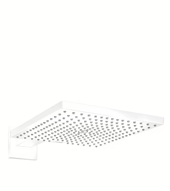 Hansgrohe Raindance E 300 kvadratna nadglavna prha s stenskim tuš ročajem v mat beli barvi