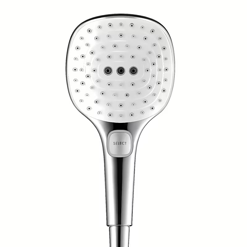 Ročna prha Hansgrohe Raindance Select E bela/krom z gumbom Select in tremi curki