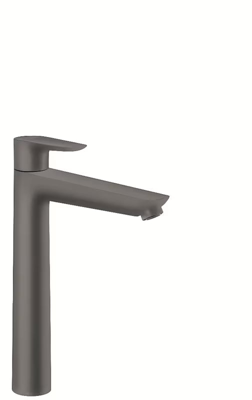 Visoka armatura za Umivalnik Hansgrohe Talis E v krtačenem črnem kromu z odtokom z dvižnim upravljanjem