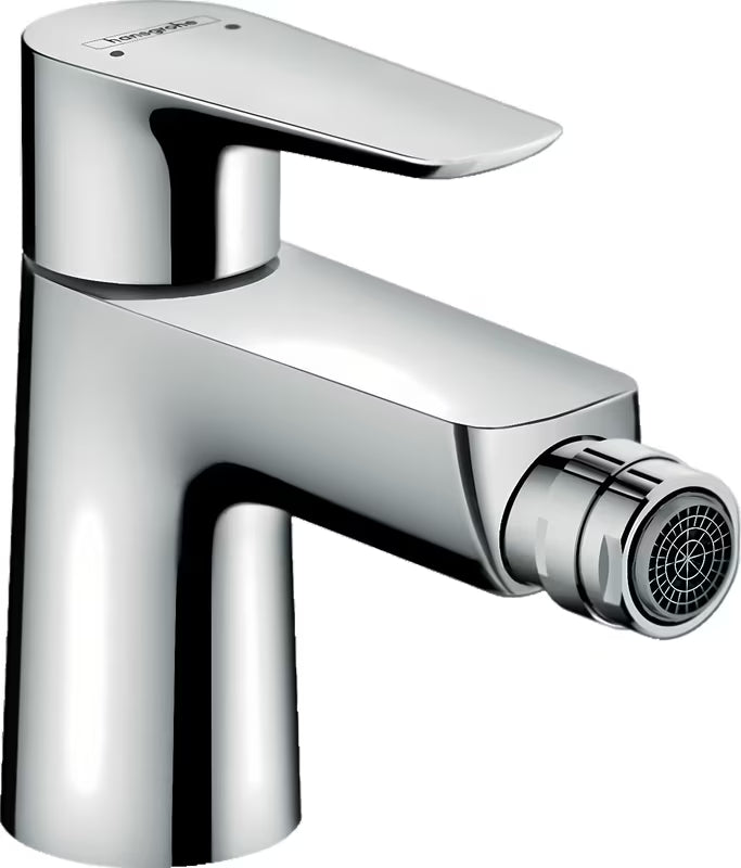 Kromirana enoročna armatura za bide Hansgrohe Talis E z odtokom z dvižnim upravljanjem in gibljivim perlatorjem