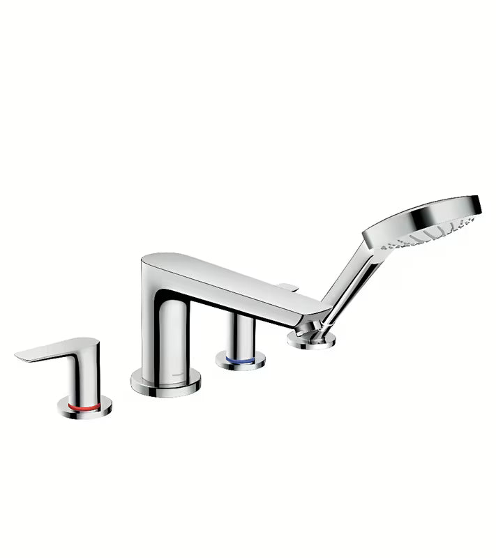 Hansgrohe Talis E z dvema ročajema armatura za kad na rob kadi v krom izvedbi z ročno prho