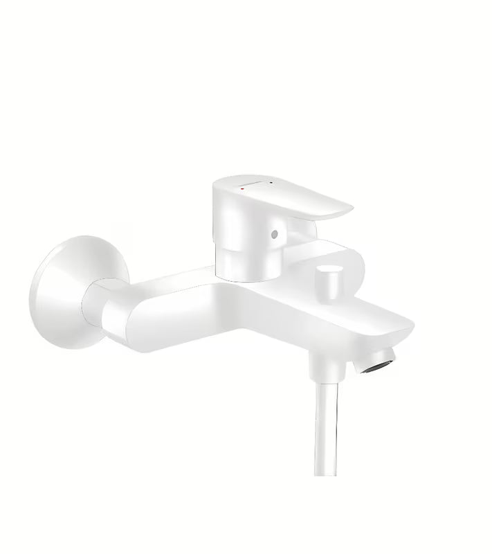 Hansgrohe Talis E stenska armatura za kad u mat bijeloj boji s ručicom za upravljanje i preusmjerivačem na tuš