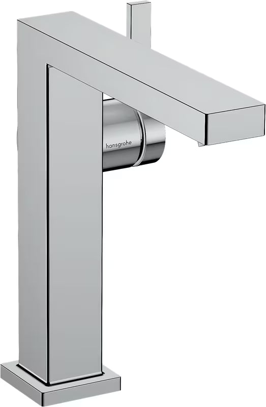 Kromirana enoročna armatura za umivalnik Hansgrohe Tecturis E s stransko ročico in oglato zasnovo