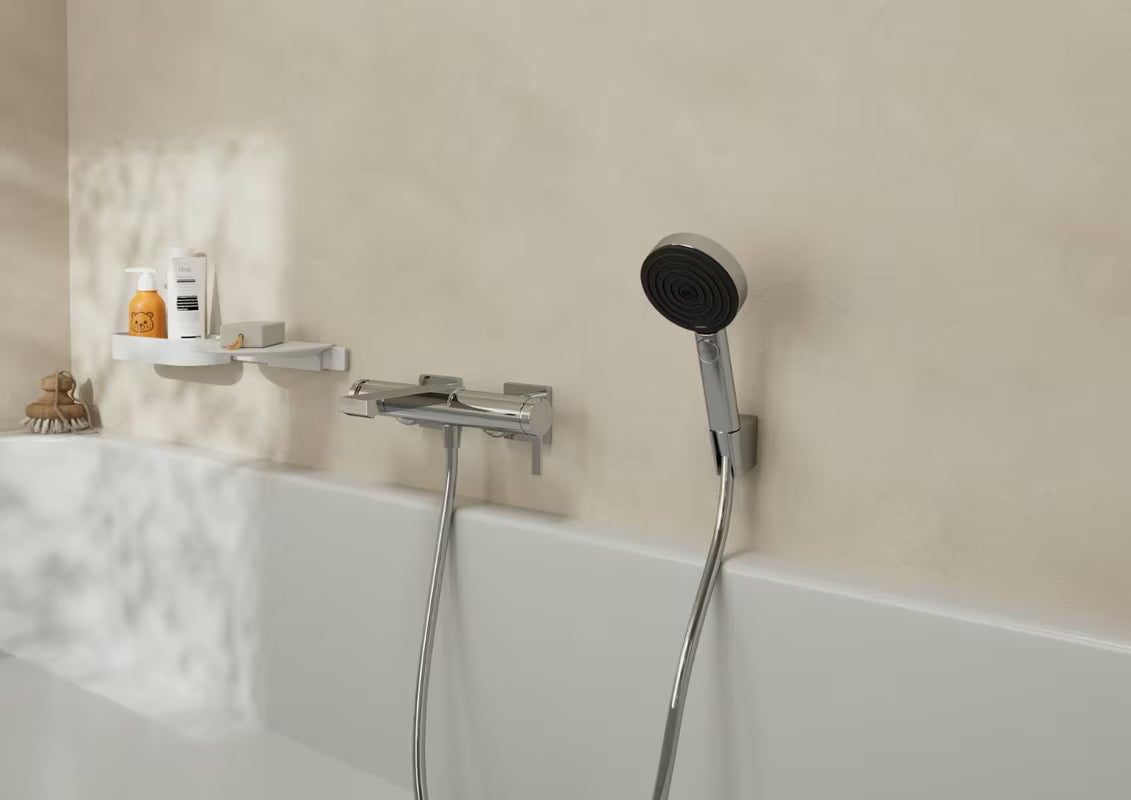 Stenska enoročna armatura za kad Hansgrohe Tecturis E u krom izvedbi z gumbom Select