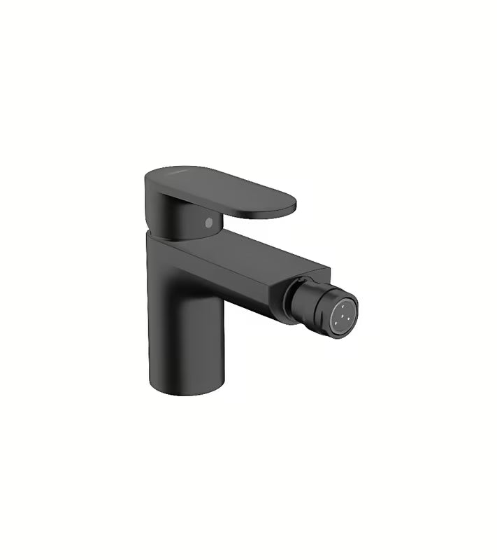 Bidejska armatura enoročna hansgrohe Vernis Blend v mat črni z odtokom in dvižnim upravljanjem