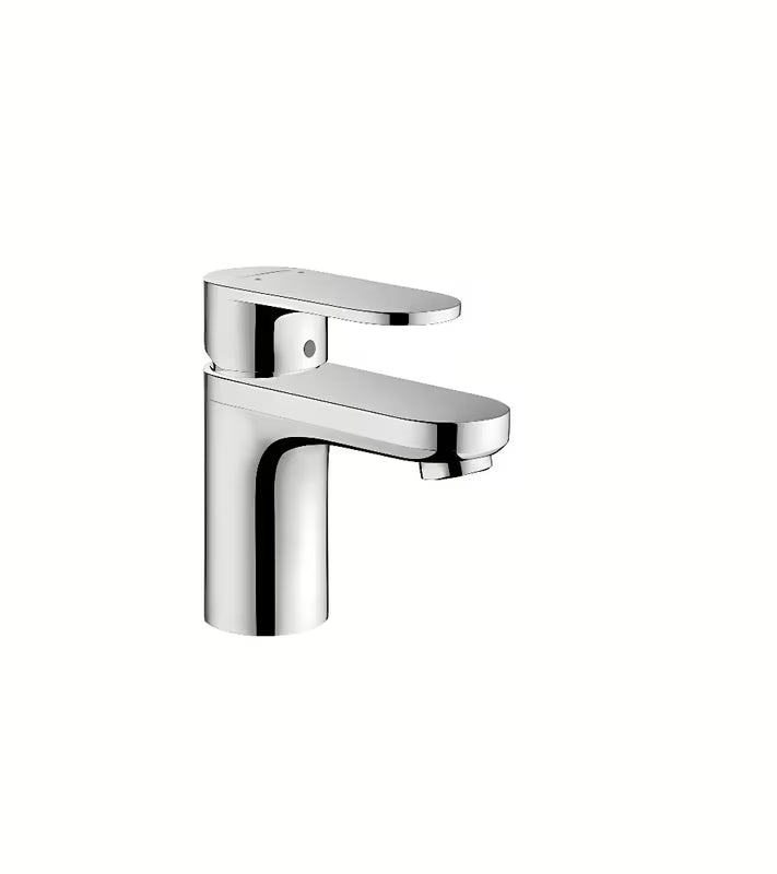 Kromirana umivalniška enoročna armatura Hansgrohe Vernis Blend z izpustom na dvižni drog in tehnologijo AirPower