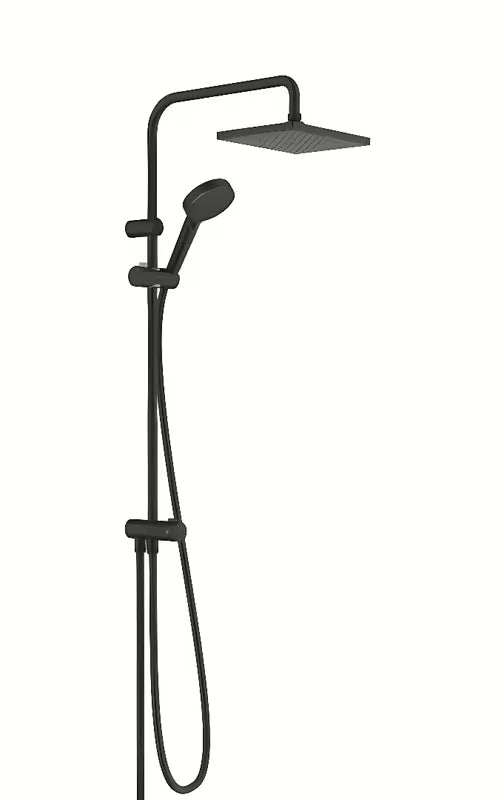 Tušni sistem Hansgrohe Vernis Shape v mat črni z nadglavno prho 230 x 170 mm in ročno prho