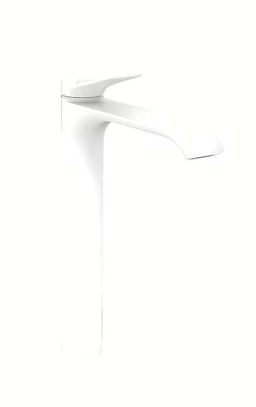Hansgrohe Vivenis visoka enoročna armatura za umivalnik v mat beli barvi z ekstra širokim izlivom