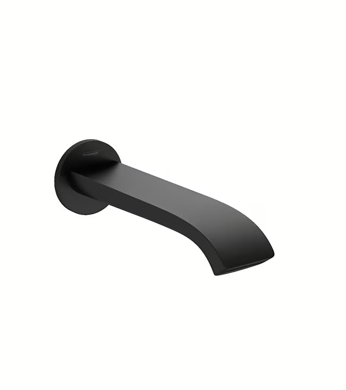 Stenski izliv za kad hansgrohe Vivenis v mat črni izvedbi z ekstra širokim curkom WaterfallStream.