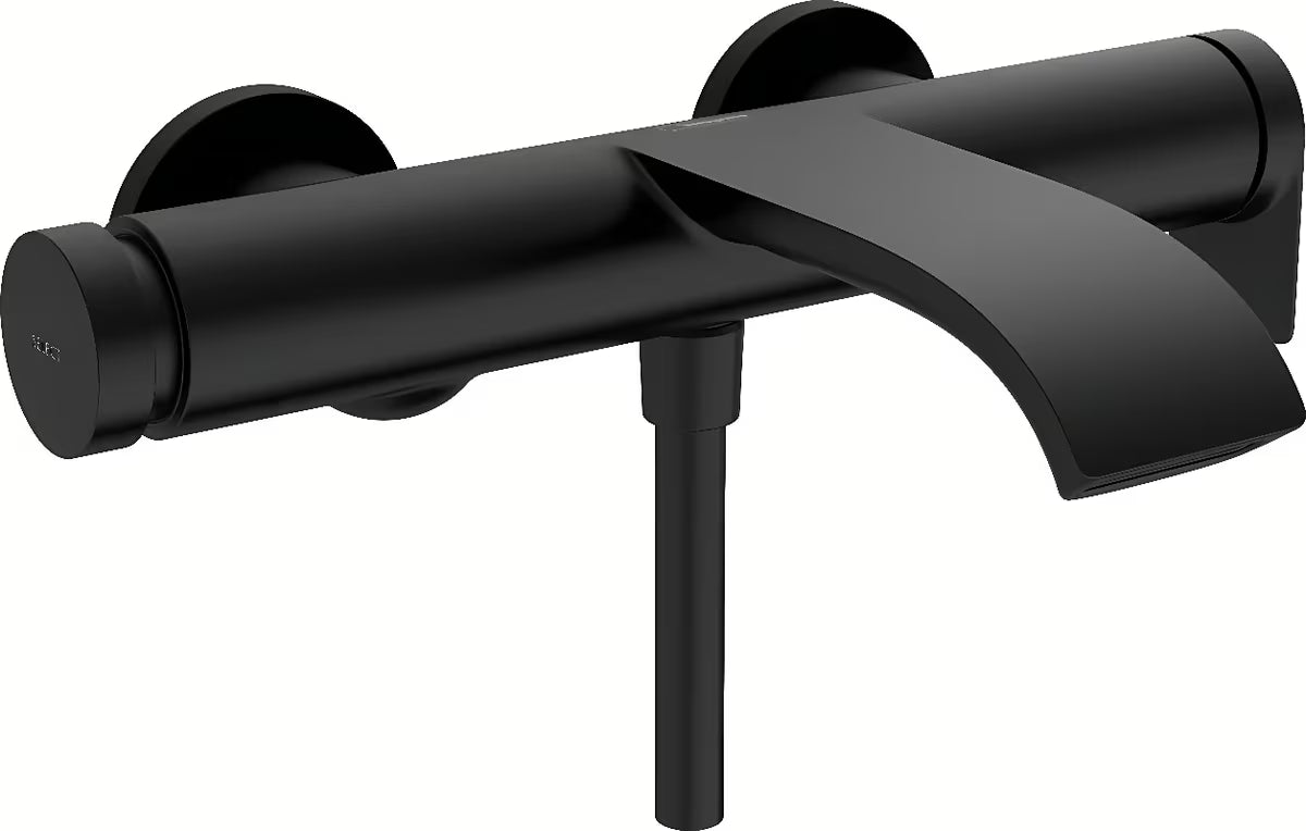 Stenska enoročna armatura za kad hansgrohe Vivenis v mat črni izvedbi z gumbom Select