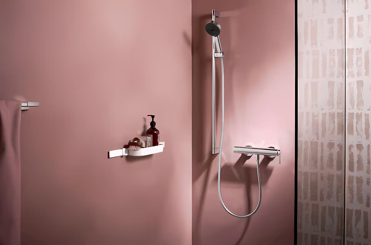 Plitka odlagališna polica Hansgrohe wallstoris u mat bijeloj boji pro za odlaganje kupaonskih dodataka