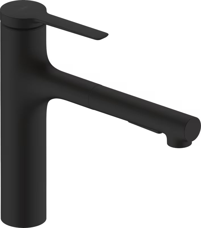 Hansgrohe Zesis M33 armatura za pomivalno korito v mat črni barvi z izvlečno prho