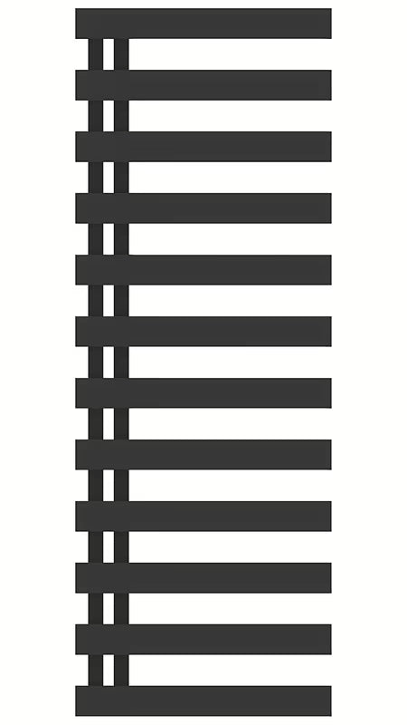 Kombiniran kupaonski radiator Hopa Edinburgh 50x138 cm u crnoj mat boji s rebrastim dizajnom.